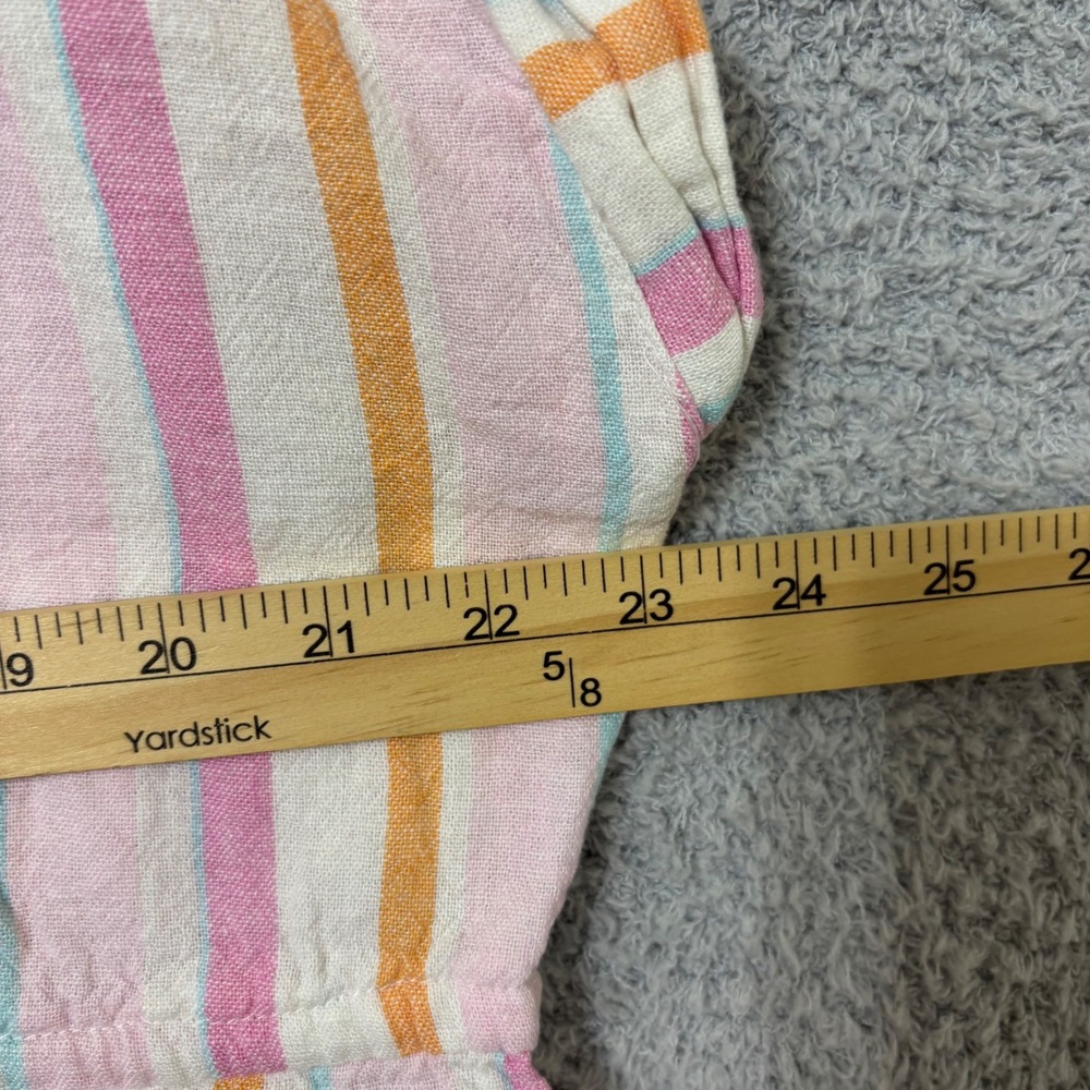 Striped Linen Blend Shirt Dress XL 16-18 Tie Waist Pockets - Picture 11 of 13